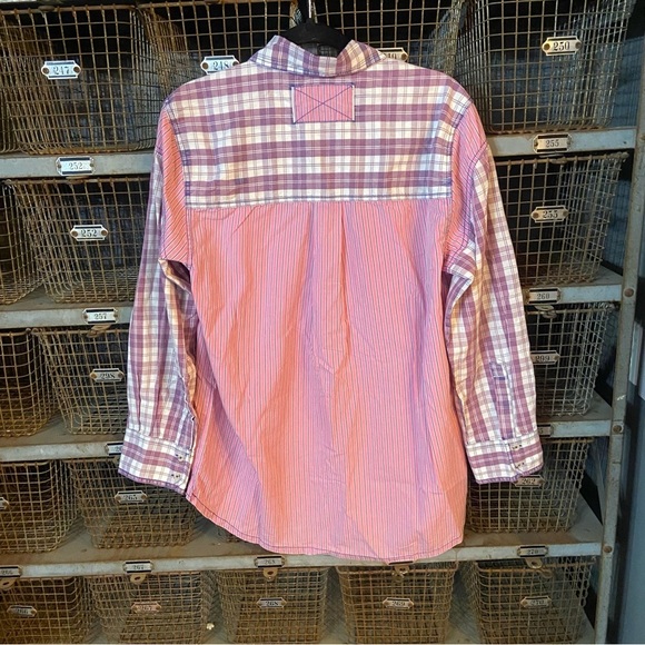 New! Free People We The Free Montauk Gingham Plaid Shirt pink purple 2435 - Picture 6 of 13